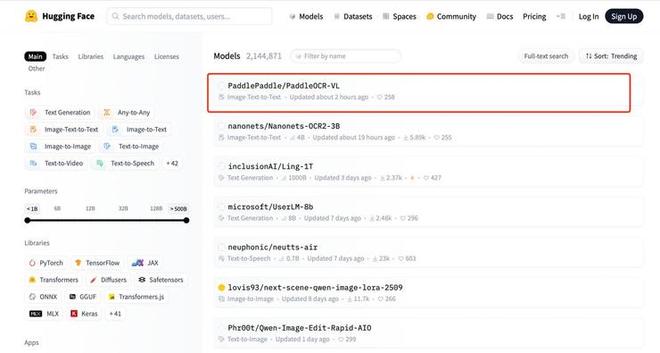 文心4.5衍生模型PaddleOCR-VL登頂HF Trending全球榜首